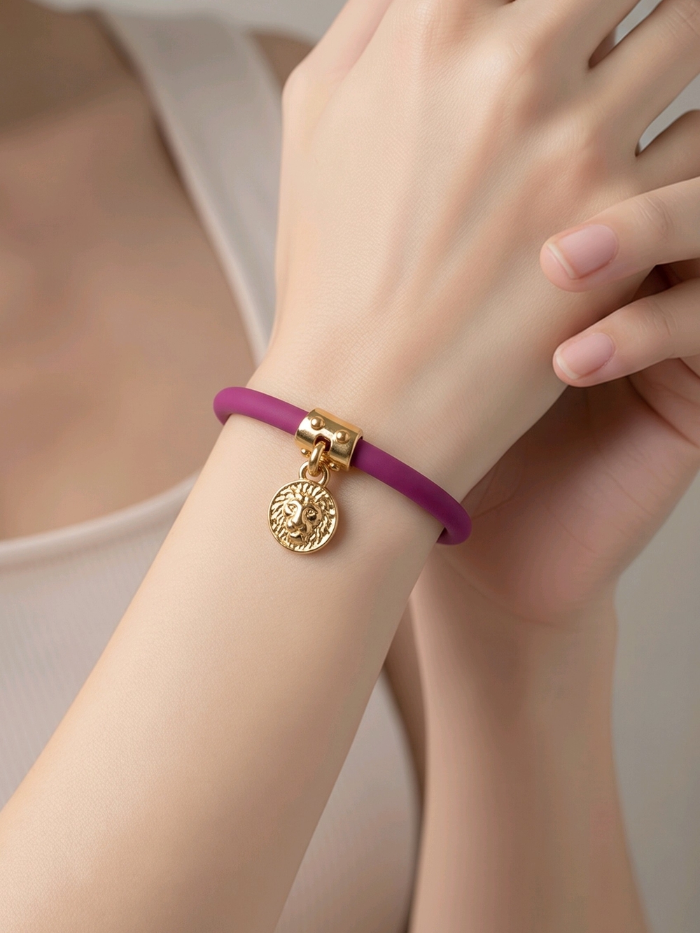 Marc By Marc Jacobs Purple Charm Silicone Bracelet